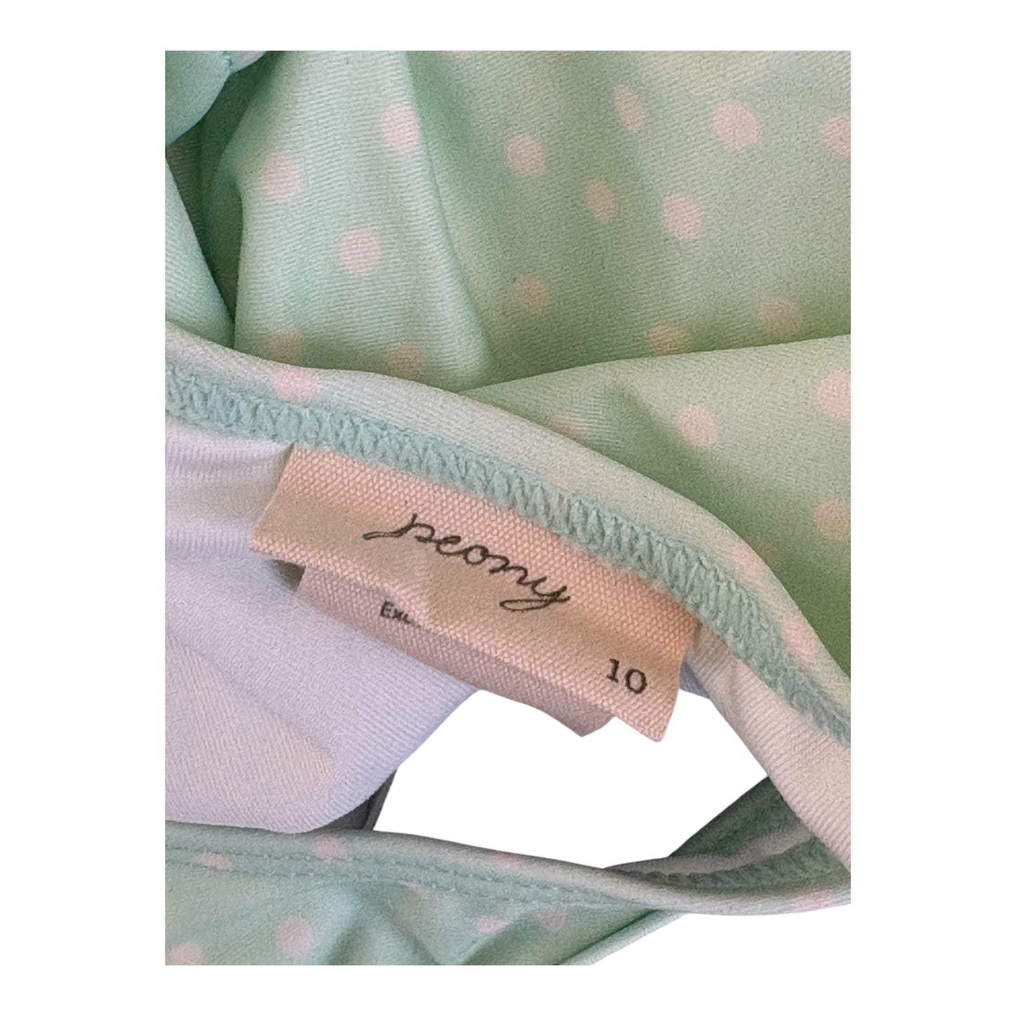 10 (XS/S) Strapless mint green polka dot swim suit