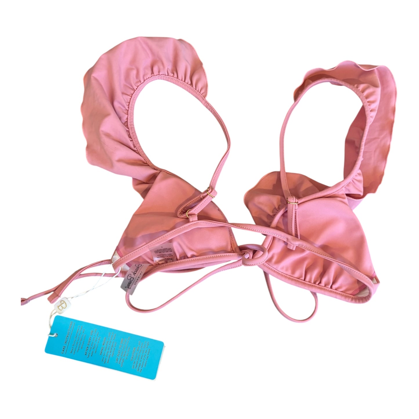 Pink ruffle sleeve swim top