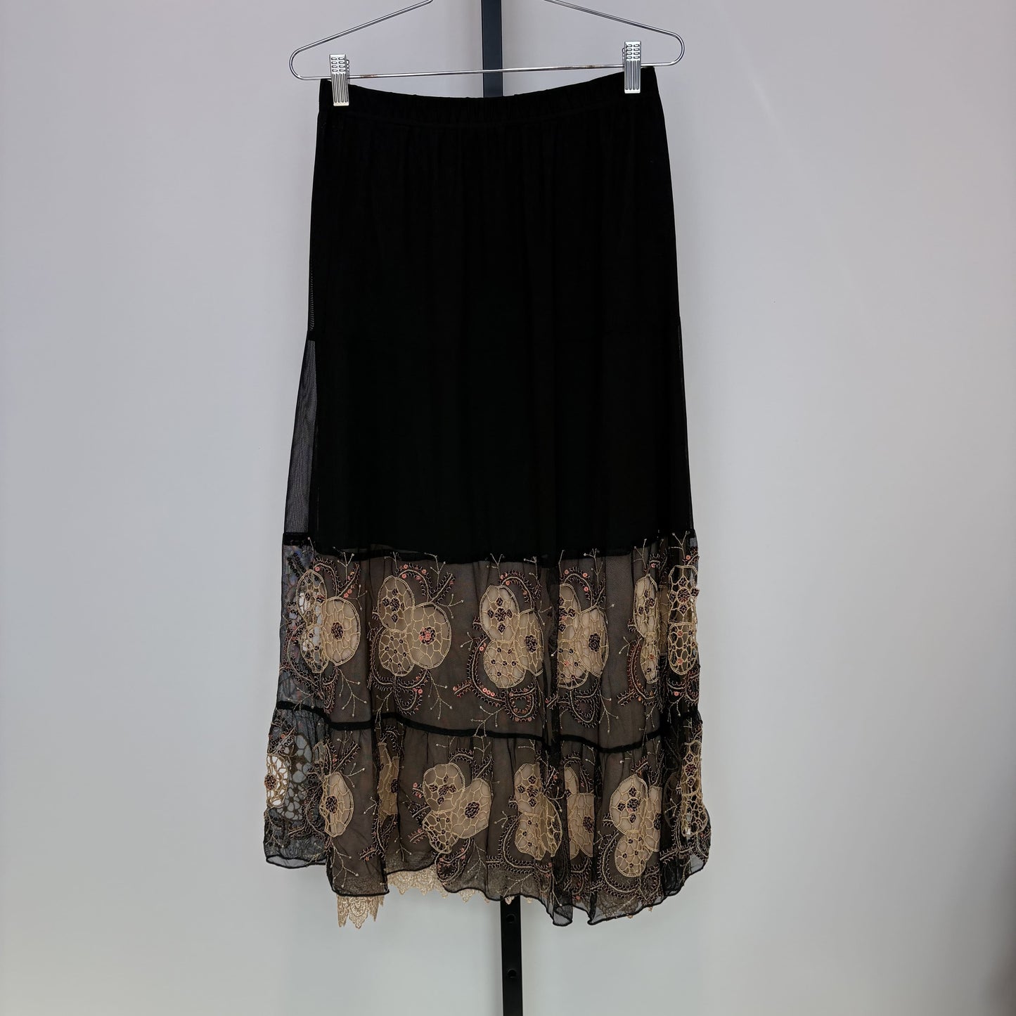 Small black layered mesh euro maxi skirt