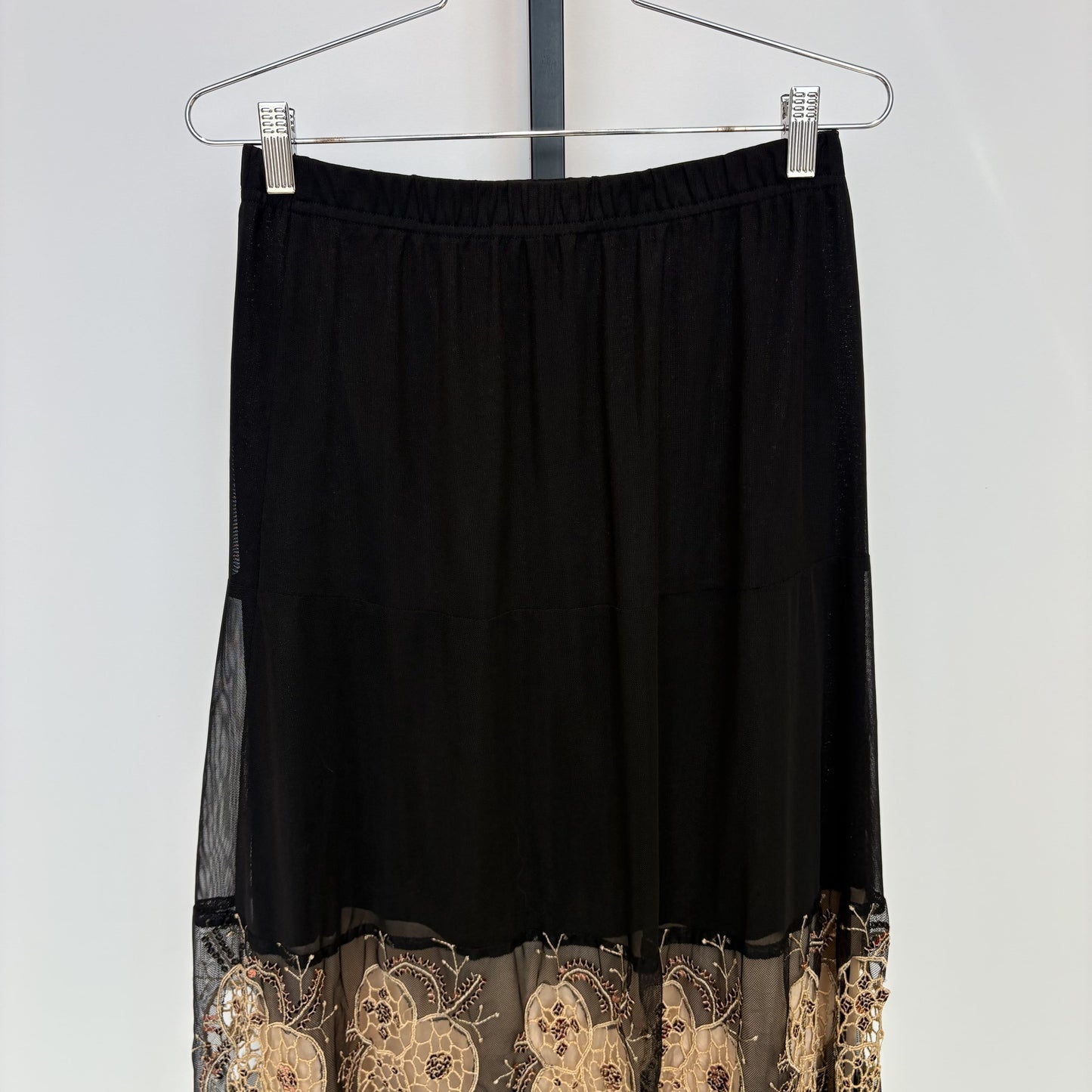 Small black layered mesh euro maxi skirt