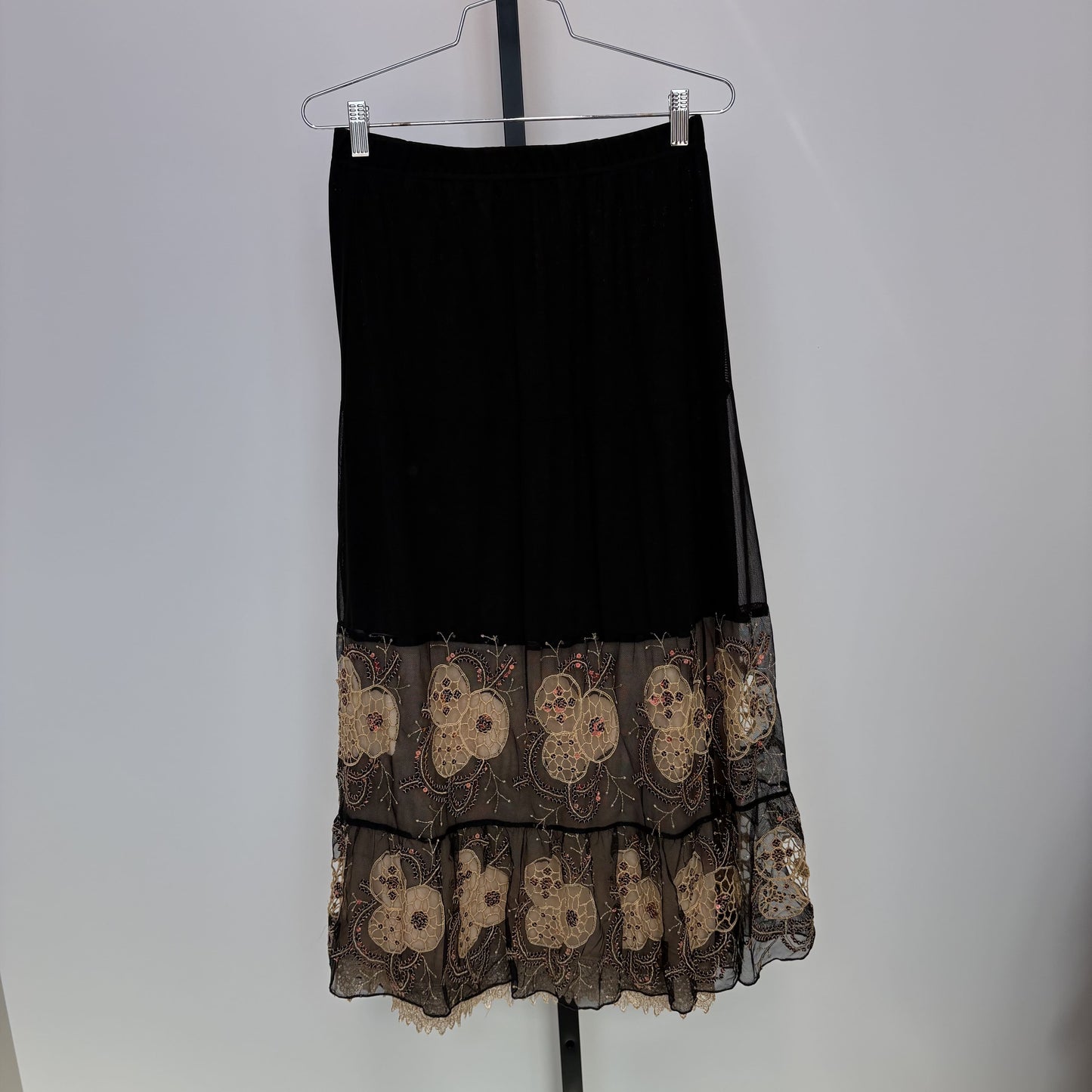 Small black layered mesh euro maxi skirt