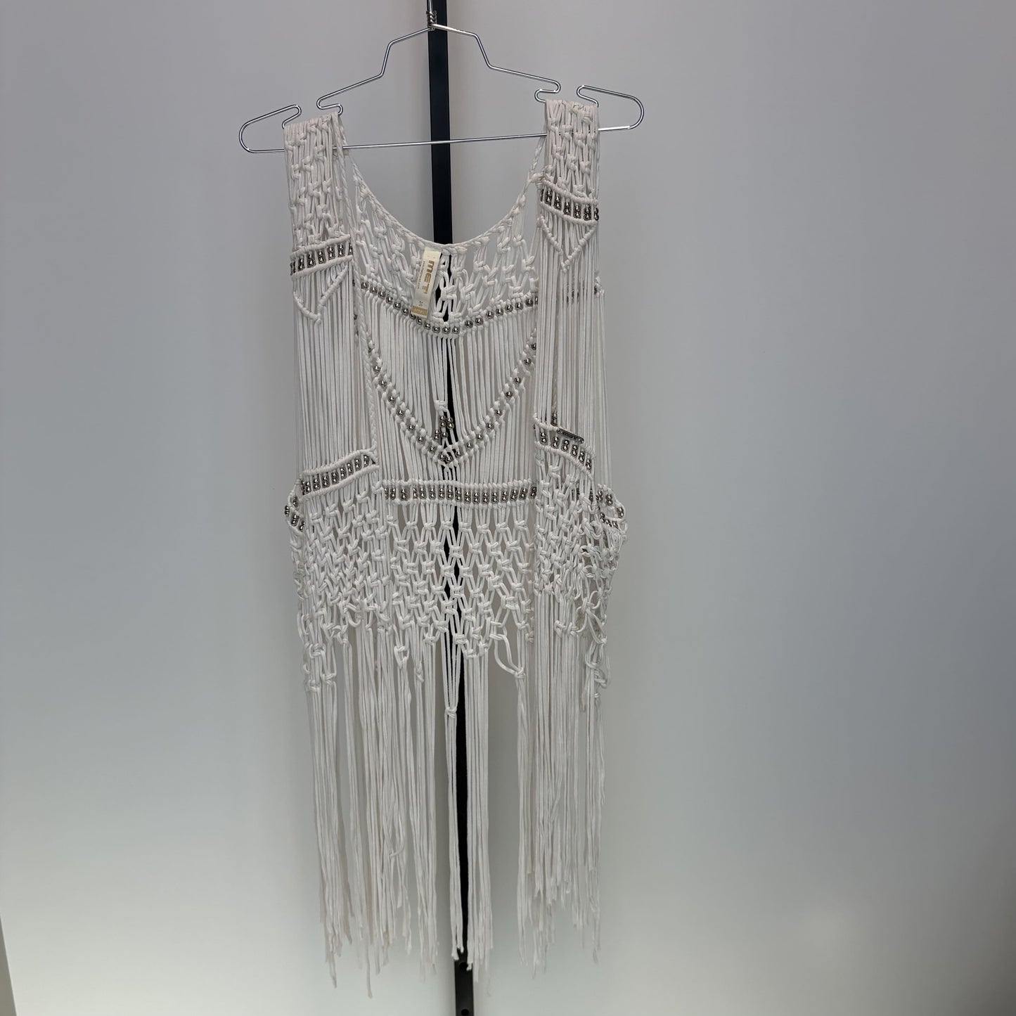 Small white fringe crochet vest