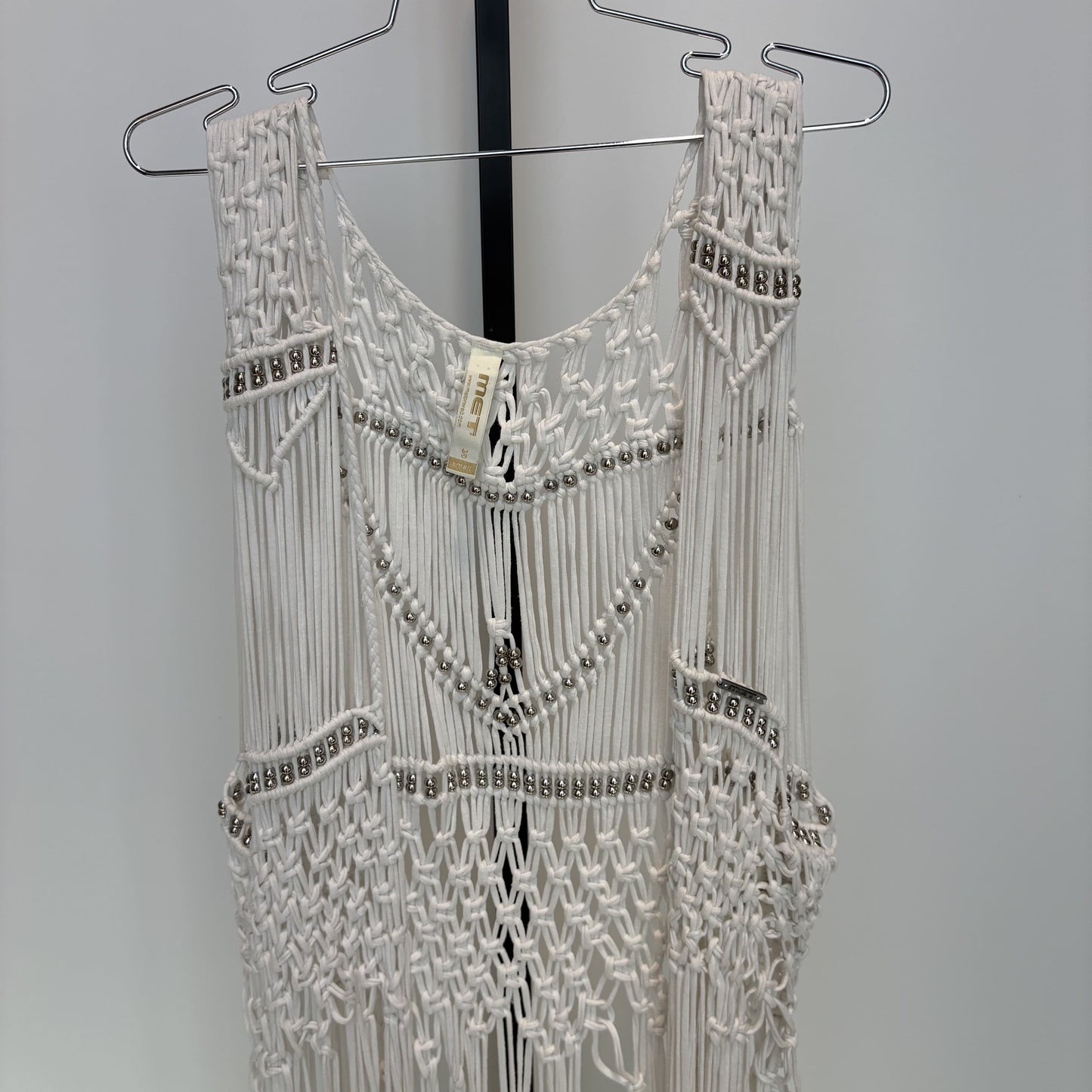 Small white fringe crochet vest