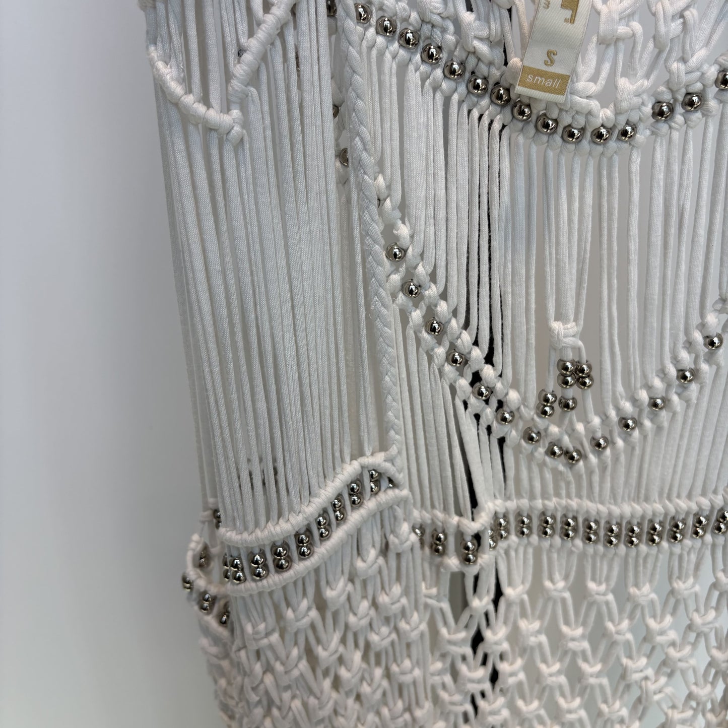 Small white fringe crochet vest