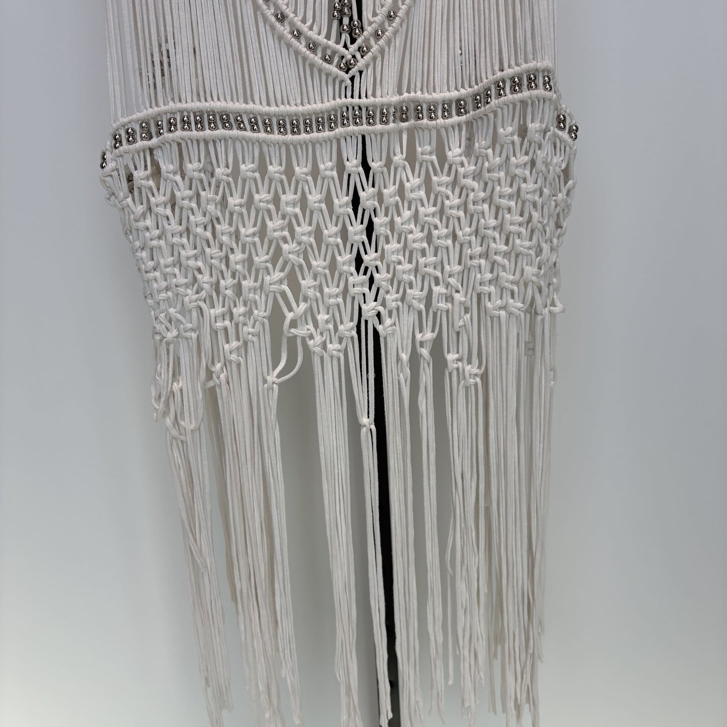 Small white fringe crochet vest