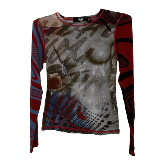 2 XS abstract stretchy longsleeve top