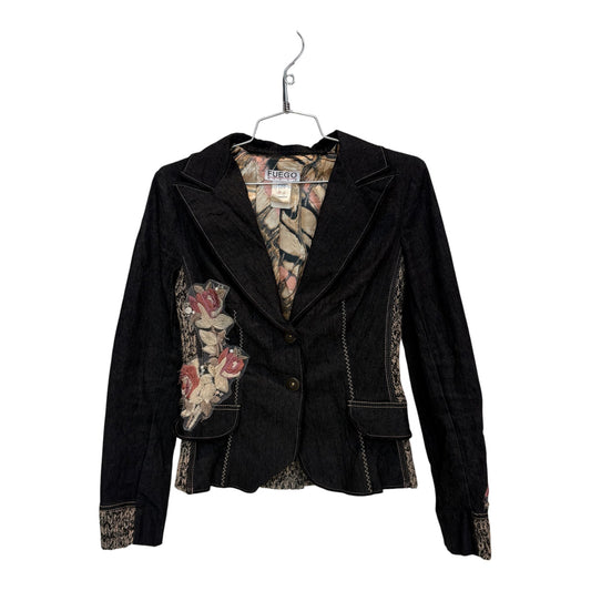 XS/S Euro fuego floral tweed blazer top 