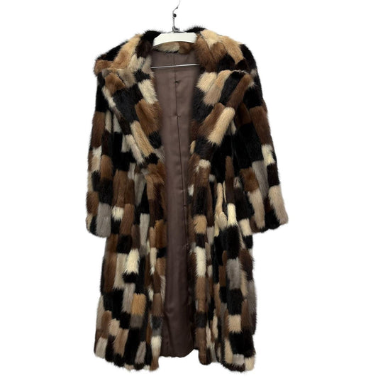 Small Vintage real fur salon patchwork TrenchCoat Embroidered