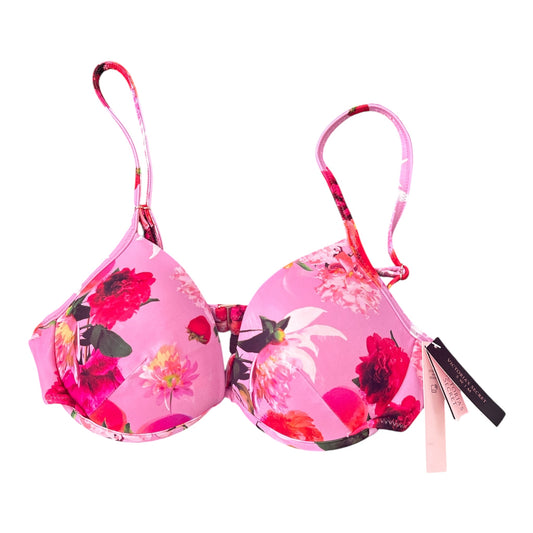 32C VS swim pink floral bustier top