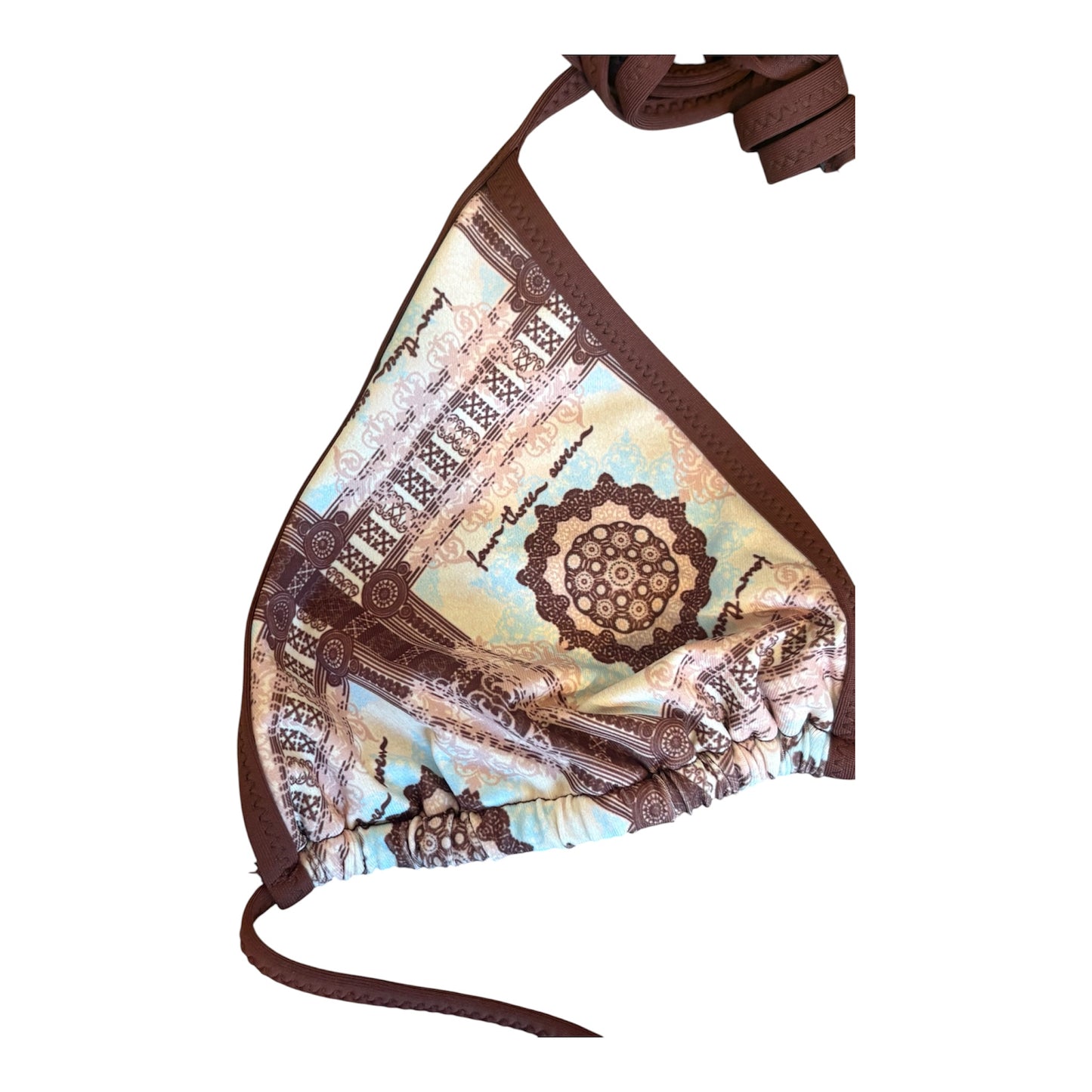 Small brown printed bikini top