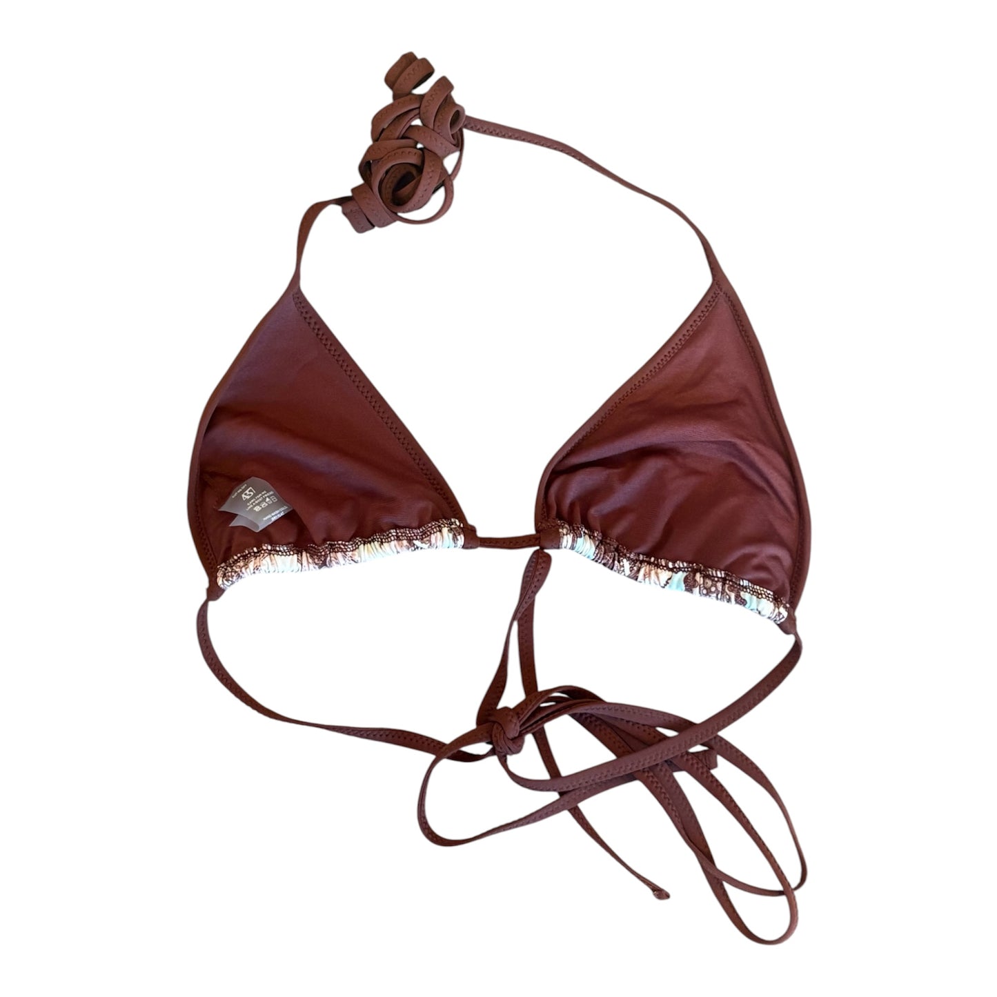 Small brown printed bikini top