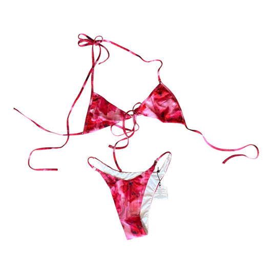Small floral pink tie dye swimsuit
