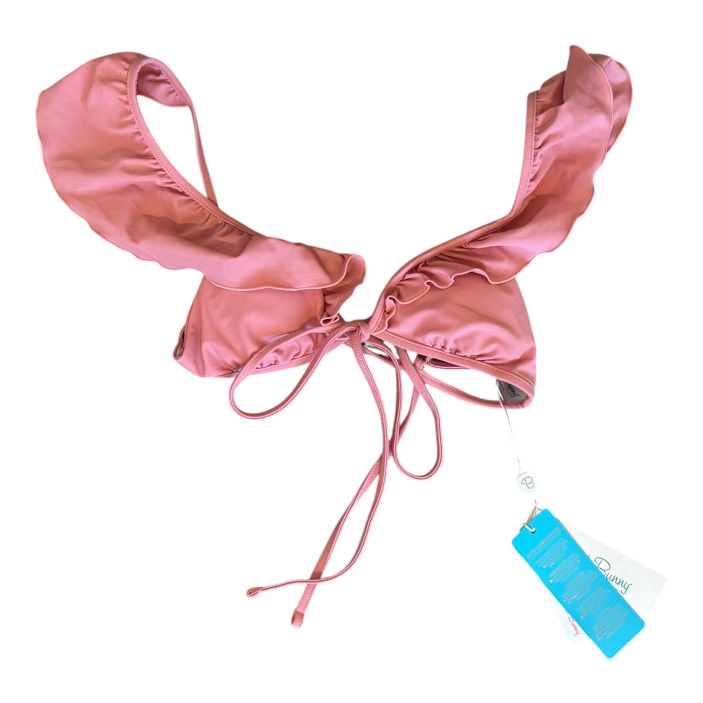 Pink ruffle sleeve swim top