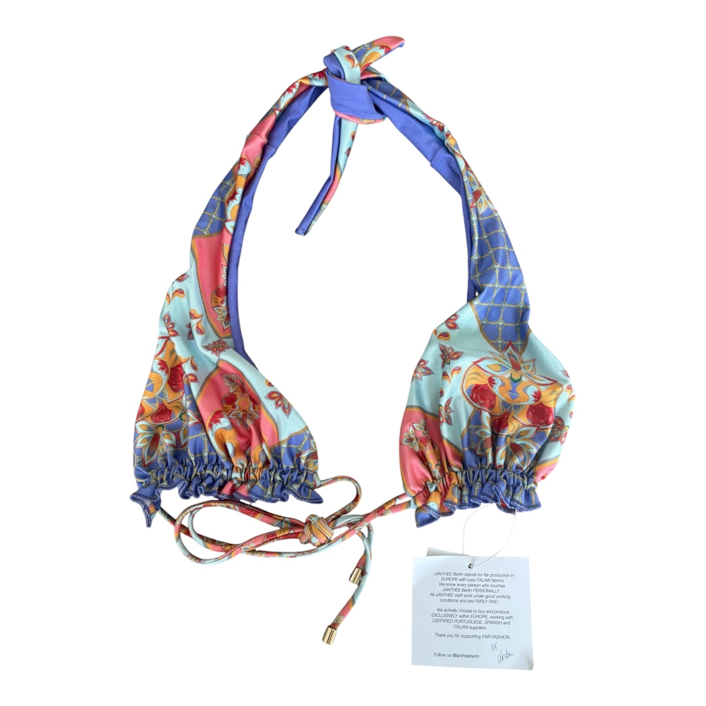 Medium blue abstract art deco swim suit set