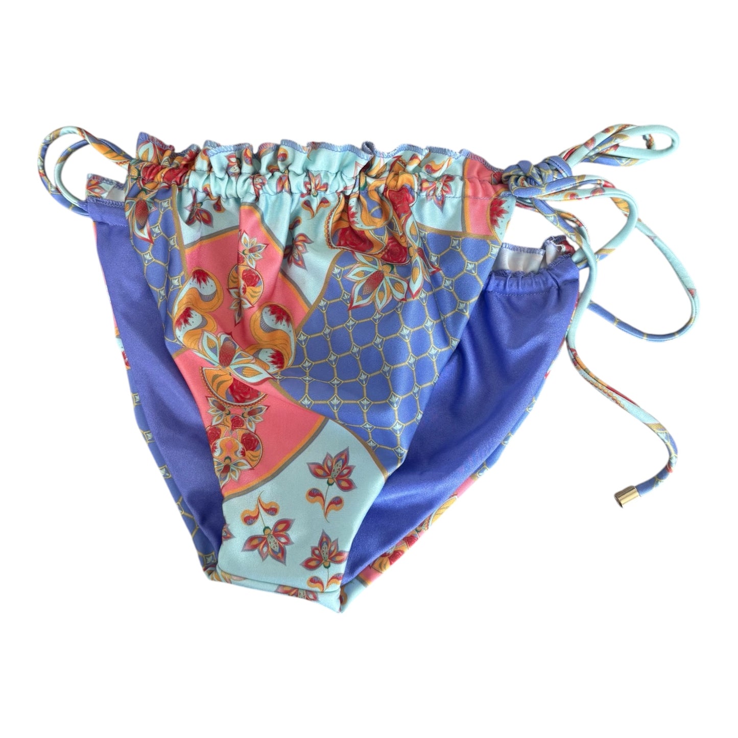 Medium blue abstract art deco swim suit set