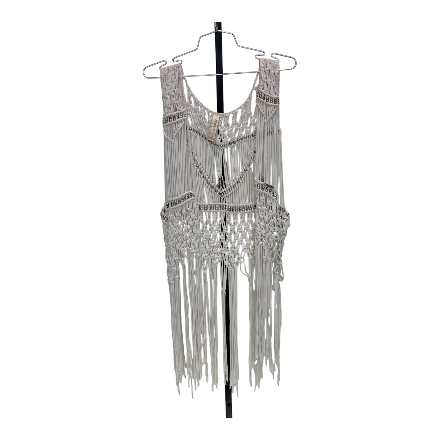 Small white fringe crochet vest