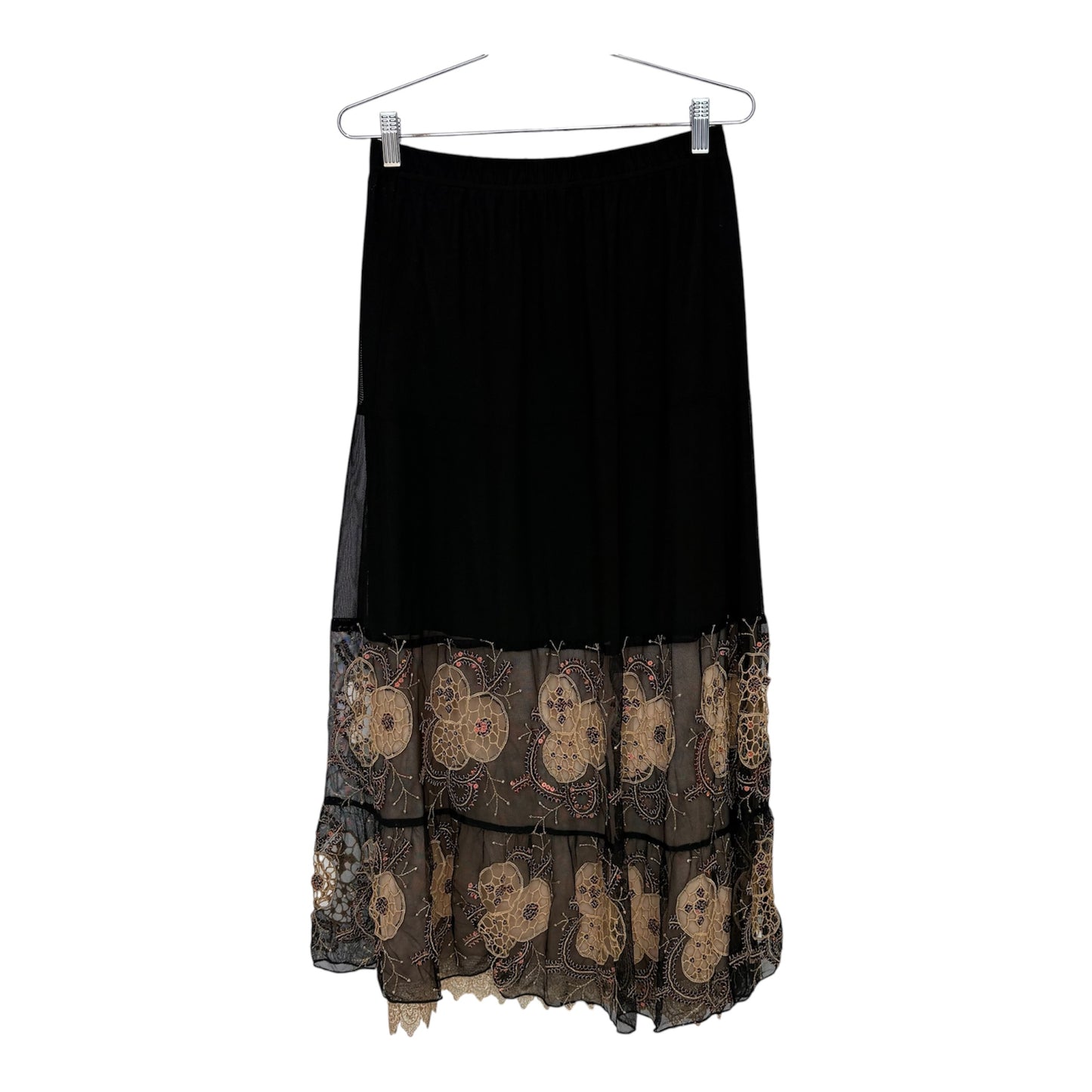 Small black layered mesh euro maxi skirt