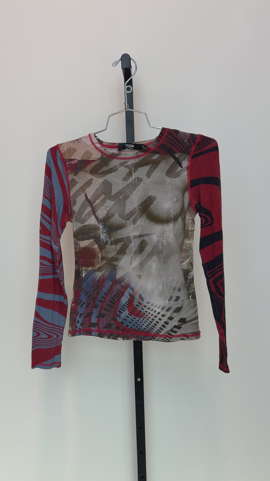 2 XS abstract stretchy longsleeve top