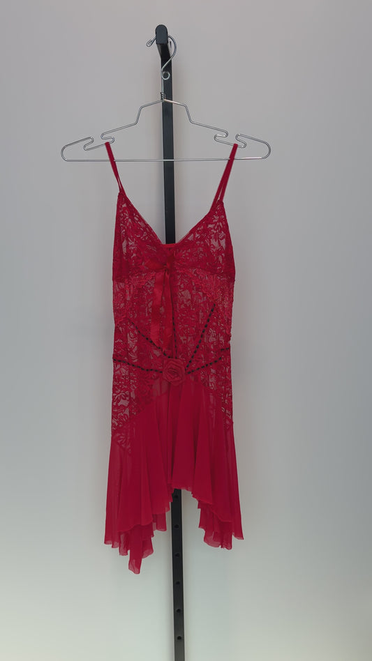 Small red euro lace slip dress